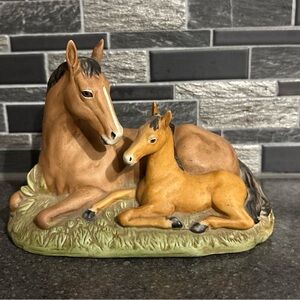 Vintage Homco Porcelain Mare and Foal Figurine